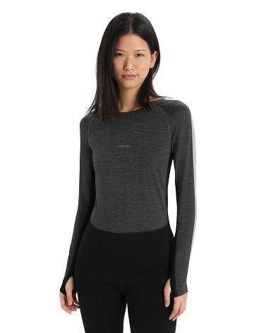 Jet Heather / Black Icebreaker 200 ZoneKnit™ Merino Long Sleeve Crewe Women's One Piece & Sets | AU 1806OKIR